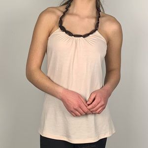 L8teR Wooden Bead Tie Neckline Beachy Tank Top